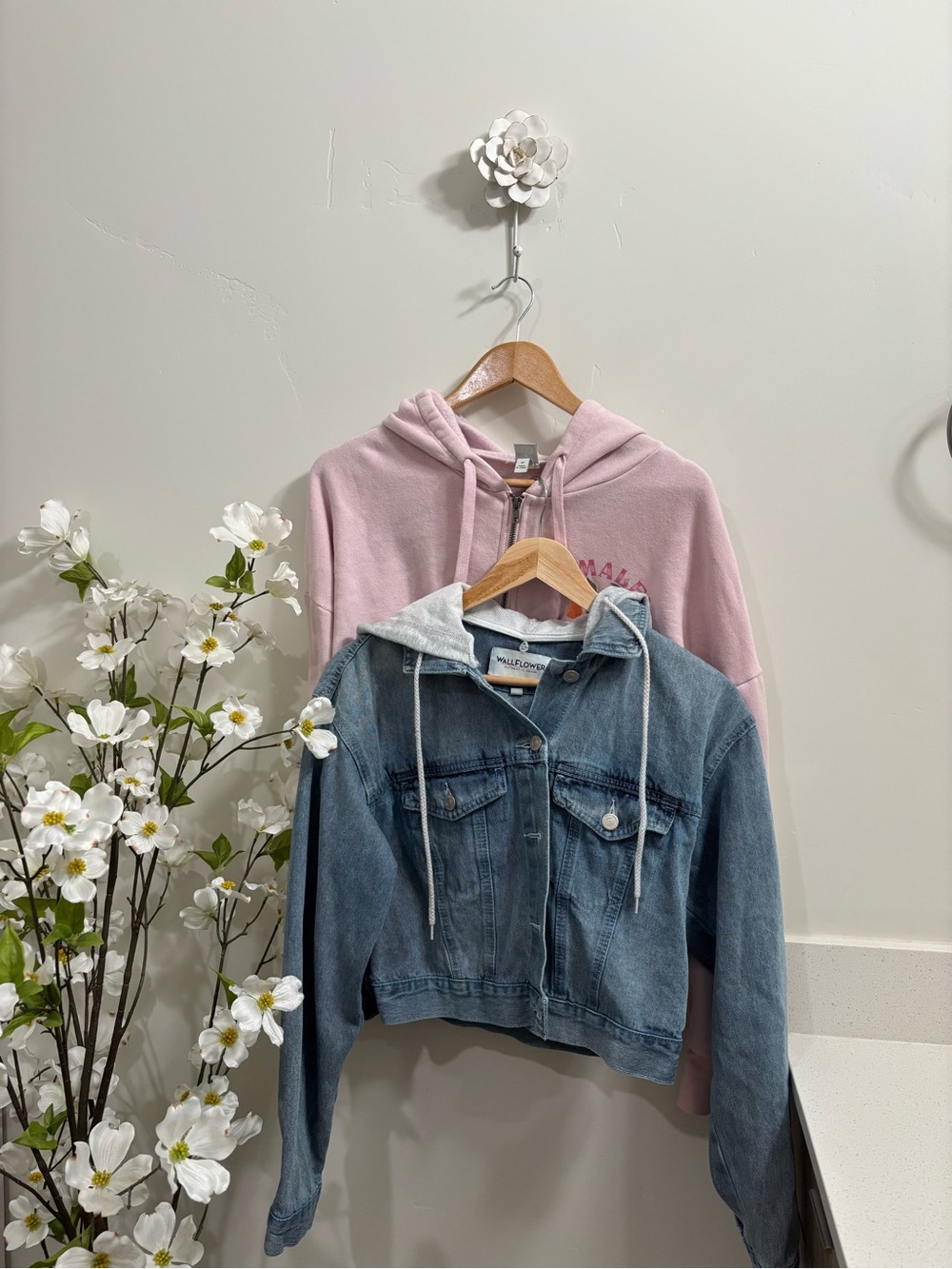 Bundle of 2: Pink Hoodie & Blue Denim Jacket